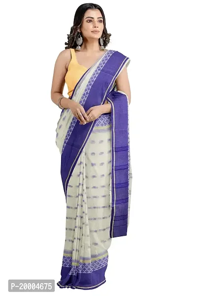 Tana poren Traditional Bengel Cotton Tant Saree (Whit2)-thumb3