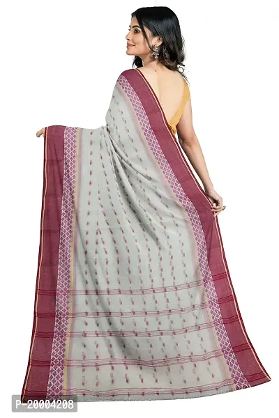 Tana poren Traditional Bengel Cotton Tant Saree (Whit4)-thumb4