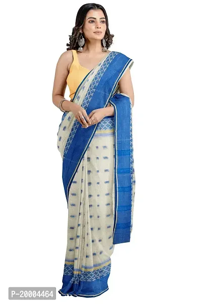 Tana poren Traditional Bengel Cotton Tant Saree (Whit3)-thumb3