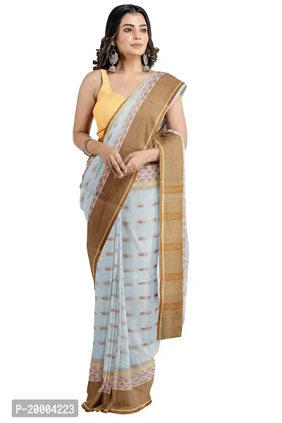 Tana poren Traditional Bengel Cotton Tant Saree (Whit5)-thumb3