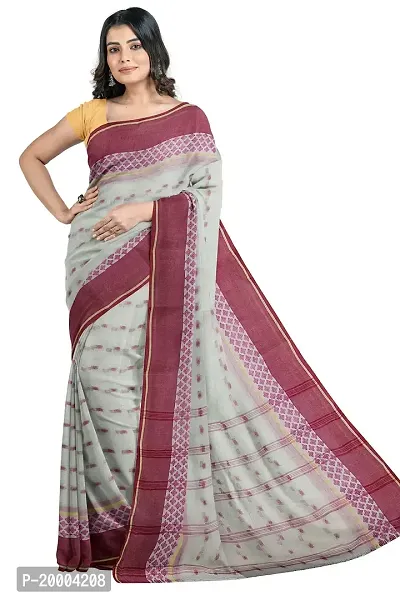 Tana poren Traditional Bengel Cotton Tant Saree (Whit4)-thumb2