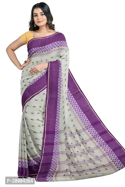 Tana poren Traditional Bengel Cotton Tant Saree (Whit1)-thumb2