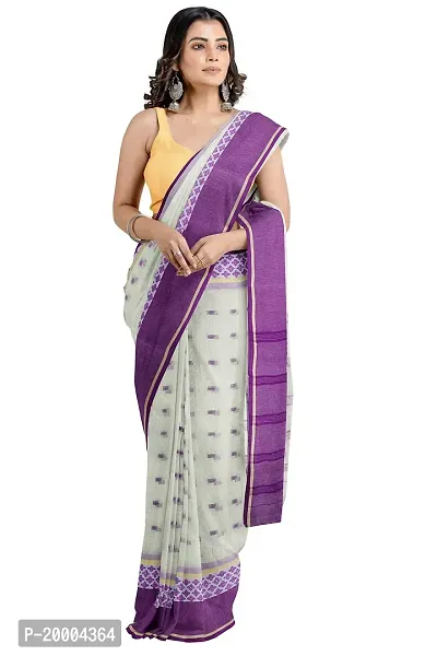 Tana poren Traditional Bengel Cotton Tant Saree (Whit1)-thumb3