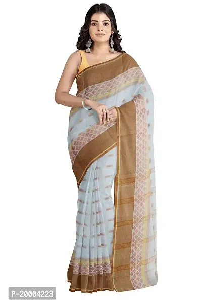 Tana poren Traditional Bengel Cotton Tant Saree (Whit5)