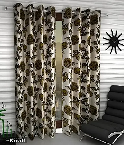 Panipat Textile Hub Eyelet Single Door Curtains, Size (4x7)-Green