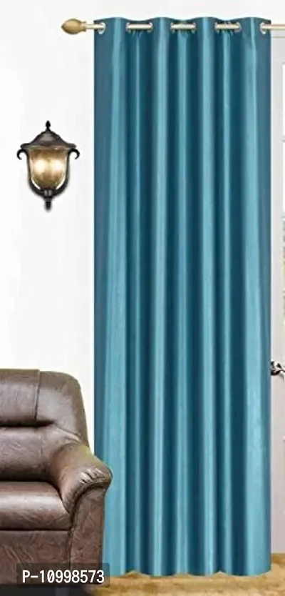 Panipat Textile Hub Plain Polyster Door Curtain - (213 cm, Aqua) (Pack of 1)-thumb0