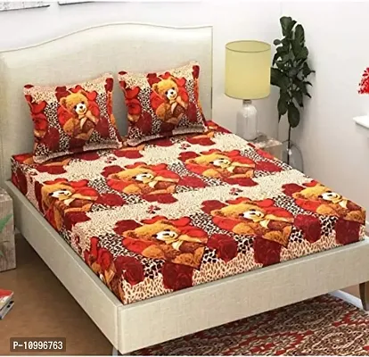 Panipat Textile Hub 100% Cotton Double BedSheet for Double Bed with 2 Pillow Covers, Queen Size Bedsheet, 144 TC, 3D Printed Pattern-thumb0