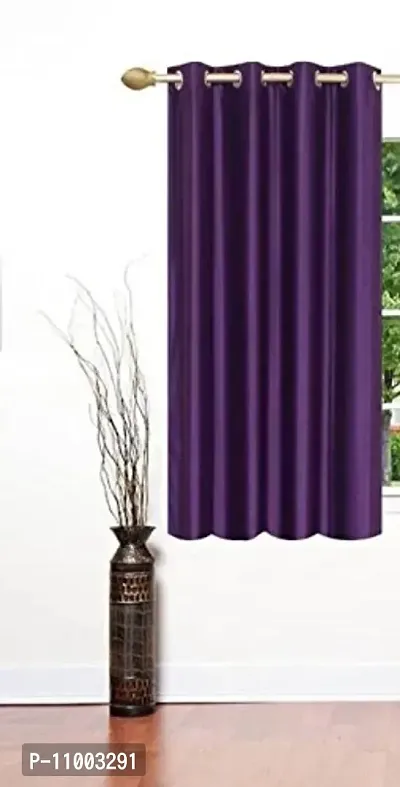 Panipat Textile Hub Plain Polyster Window Curtain - (152 cm, Purple) (Pack of 1)