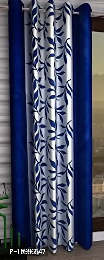 Panipat Textile Hub Floral Polyster Door Curtain - (210 cm, Navy Blue) (Pack of 1)-thumb0