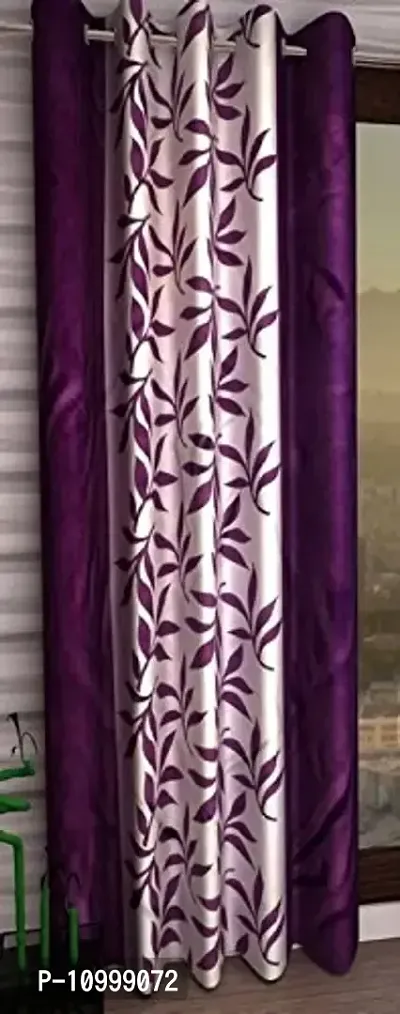 Panipat Textile Hub Polyester Long Door Curtain - 274 x 121 cm, Floral Purple