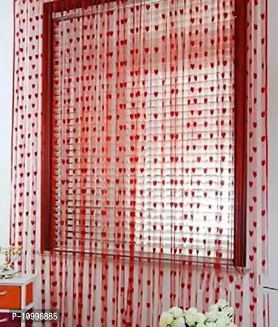 Panipat Textile Hub Net Door Curtain ( Red, 210 cm, 7 ft , 4 x 7 ) - Pack of 2