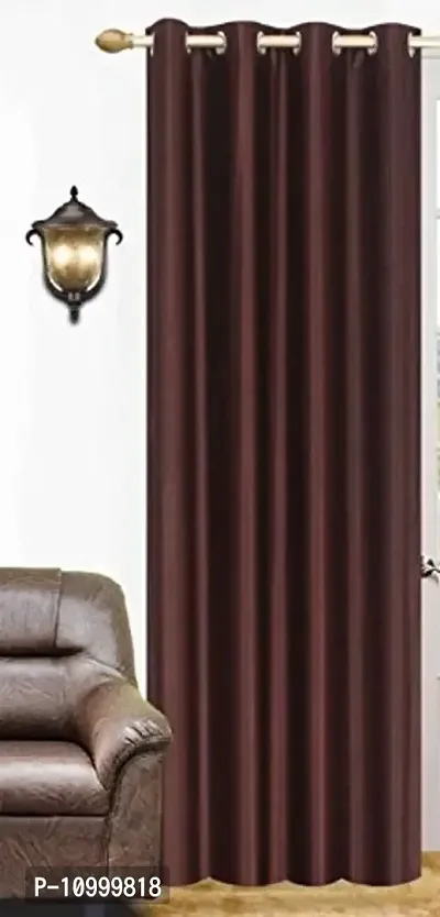 Panipat Textile Hub Polyester Door Curtain - 213 X 121 cm, Brown-thumb0