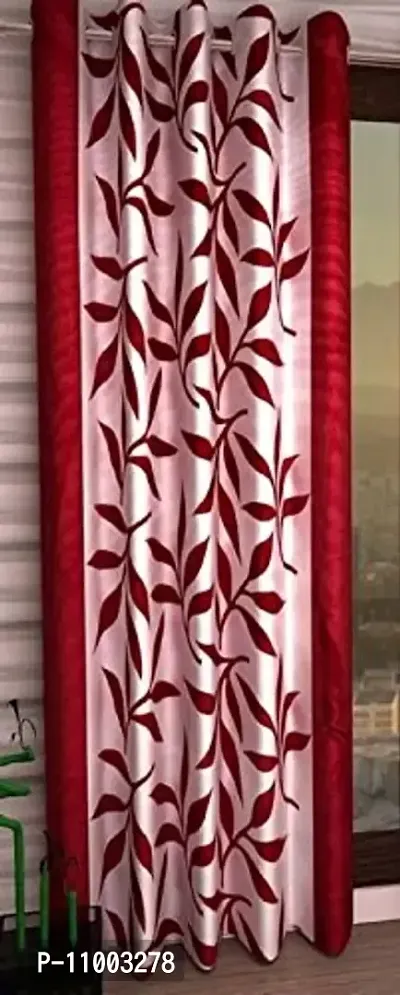 Panipat Textile Hub Floral Polyster Door Curtain - (210 cm, Red) (Pack of 1)