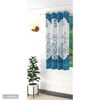Panipat Textile Hub 153 cm (5 ft) Polyester Window Curtain Single Curtain (Printed, Blue)-thumb0