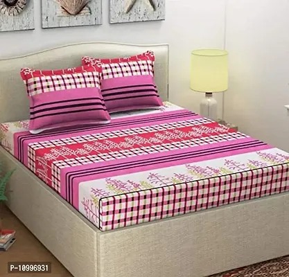 Panipat Textile Hub 100% Cotton Double BedSheet for Double Bed with 2 Pillow Covers, Queen Size Bedsheet, 144 TC, 3D Printed Pattern