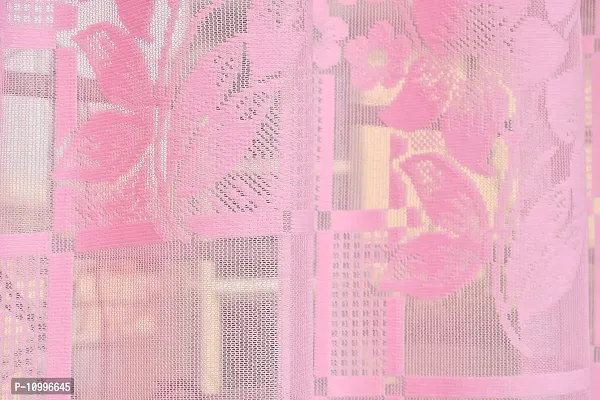 Loof Klapper Polyester Net Flower Door Curtain Pack of 2 (Pink)-thumb3