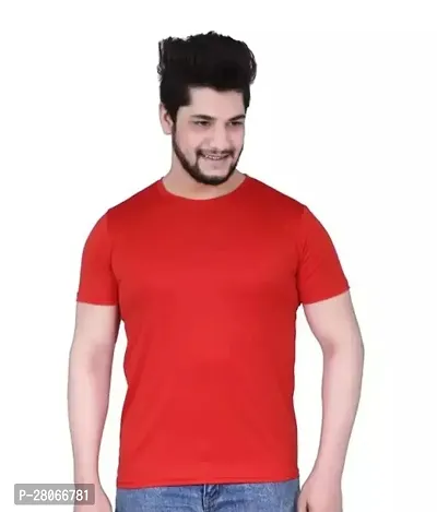 Stylish Red Polyester Solid T-Shirt For Men-thumb0