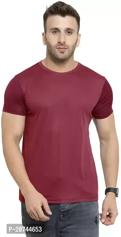 Stylish Pink Cotton Solid Half Sleeve  Round Neck Tees For Men