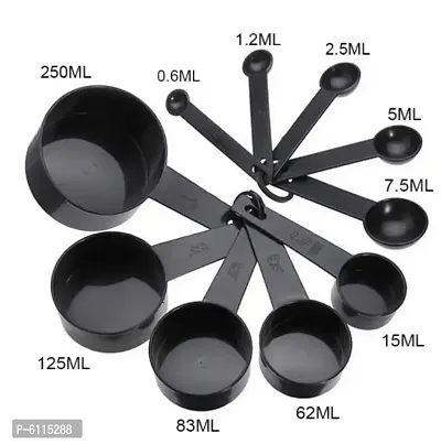 10pcs Plastic Measuring Cup and Spoon Set Black, Pack of 1