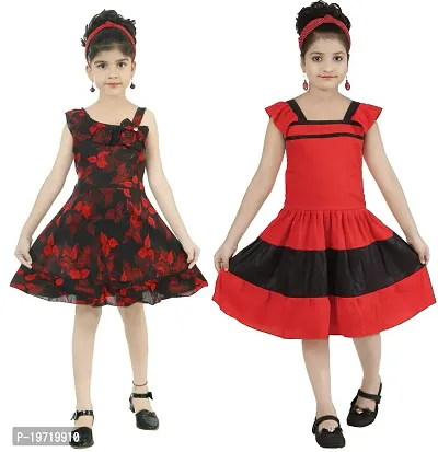 Comfortable Multicoloured Cotton Frocks For Girls Pack Of 2