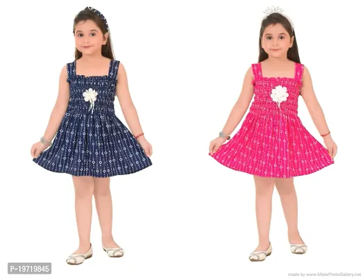 Comfortable Multicoloured Cotton Frocks For Girls Pack Of 2-thumb0