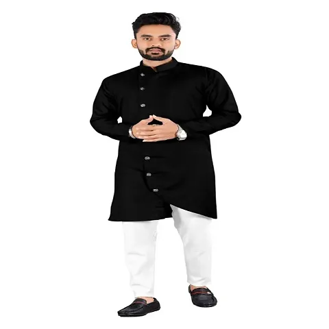 Stylish Fancy Cotton Blend Full Sleeve Kurta With Pyjama Set For Men