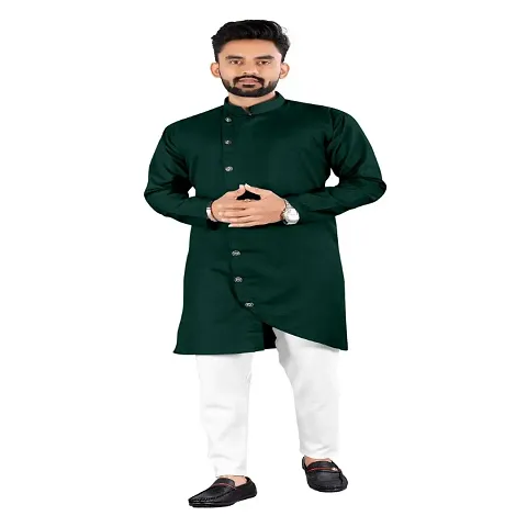 Stylish Fancy Blend Full Sleeve Kurta With Pyjama Set For Men