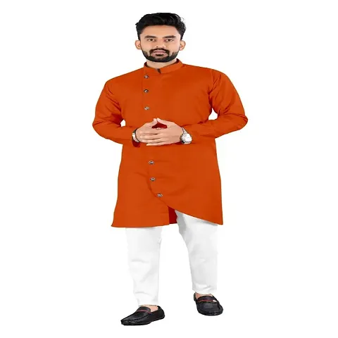 Stylish Fancy Blend Full Sleeve Kurta With Pyjama Set For Men