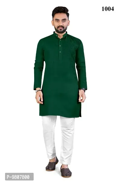 Stylish Fancy Cotton Blend Full Sleeve Kurta With Pyjama Set For Men