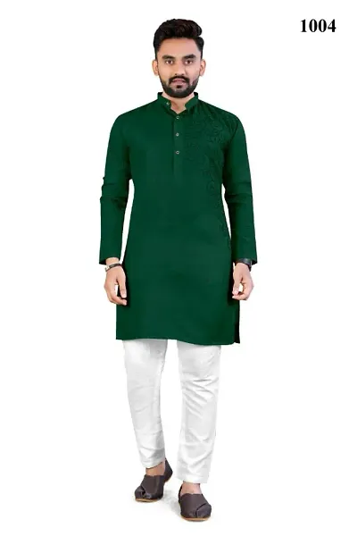 Stylish Fancy Blend Full Sleeve Kurta With Pyjama Set For Men