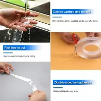 Double Sided Adhesive Transparent Tape Nano Tape Roll Washable Stick Grip Gel Reusable for Paste Photos Poster, Fix Carpet Mats Home Car Outdoor Deacute;cor (3M/9.8Ft)-thumb2