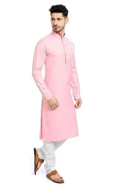 EMLOVZ? Men's Blend Kurta With Pyjama (Traditional Outfit) (12 Colours) (XXS, Baby Pink)