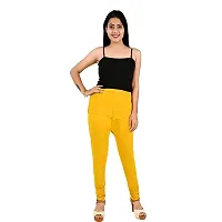 Xcilent Women's Cotton Regular Fit V-Cut Leggings with Elasted Waist Band, Cotton Leggings for Women and Girls (L, Lemon Yellow)-thumb1