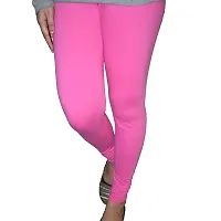 Xcilent Women's Cotton Regular Fit V-Cut Leggings with Elasted Waist Band, Cotton Leggings for Women and Girls (M, Rani Pink)-thumb1