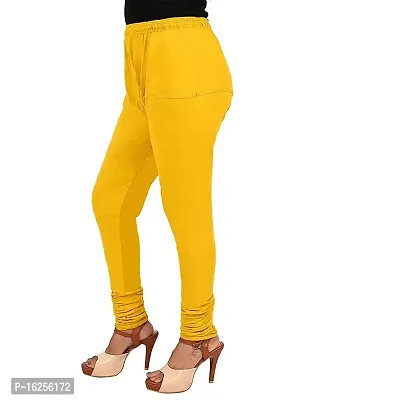 Xcilent Women's Cotton Regular Fit V-Cut Leggings with Elasted Waist Band, Cotton Leggings for Women and Girls (S, Lemon Yellow)-thumb0