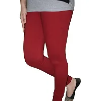 Xcilent Women's Cotton Regular Fit V-Cut Leggings with Elasted Waist Band, Cotton Leggings for Women and Girls (M, Maroon)-thumb1