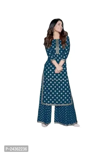 favido Women's Rayon Straight Floral Printed Regular Kurta with Plazzo Set(Kurti-102)