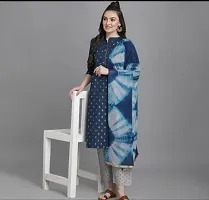 A-Line Blue  Rayon Kurta, Bottom and Dupatta Set-thumb1