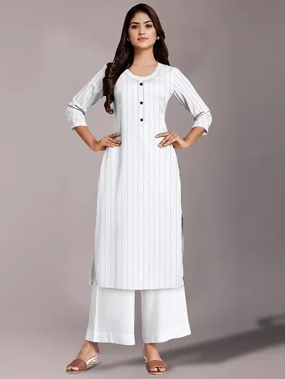 Elegant Striped Khadi Kurta with Palazzo Set For Women