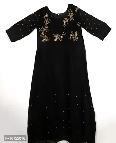 Stylish Georgette Black Embroidery Work With Lock Moti Gown For Women-thumb2