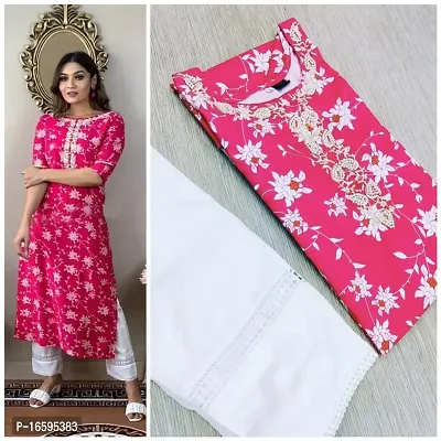 Trendy Women Rayon Kurta Bottom Set-thumb0