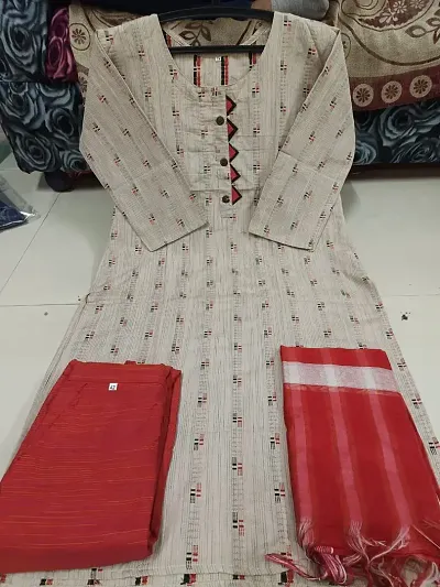 A-Line Kurta Bottom Dupatta Set For Women