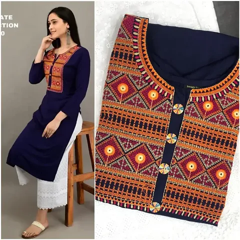 Rayon Cotton Embroidery Kurta Cotton Palazzo Set