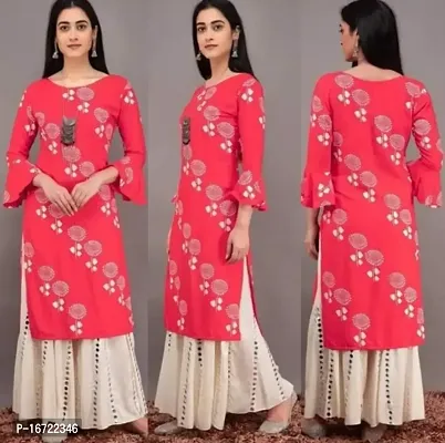 Stunning Pink Rayon Cotton Bandhej Print Kurta With Sharara Set For Women-thumb0