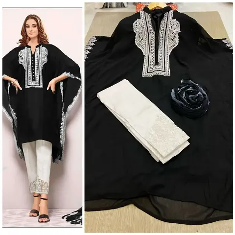 Hot Selling Georgette Kurta, Bottom and Dupatta Set 