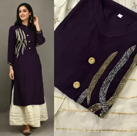 Stylish Cotton Blend Embroidered Kurta Bottom Set