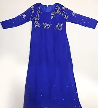 Stylish Georgette Royal Blue Embroidery Work With Lock Moti Gown For Women-thumb1