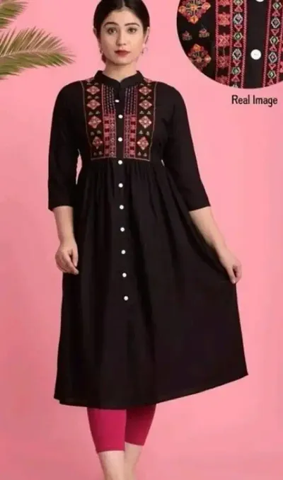 Alluring Rayon Embroidered Kurta For Women