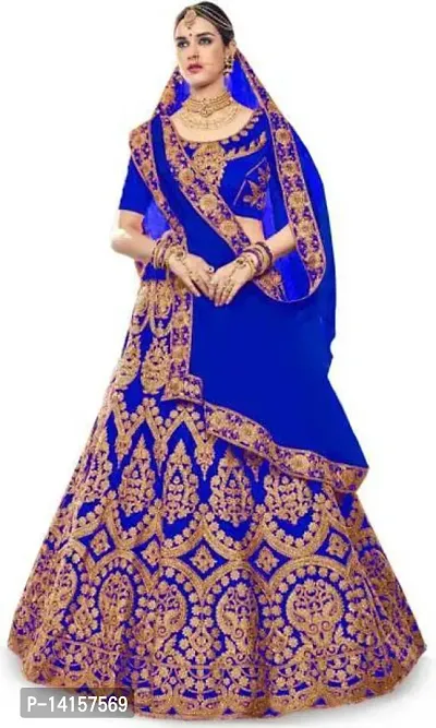 Stylish Multicoloured Satin  Lehenga Choli Set with Dupatta For Women-thumb0