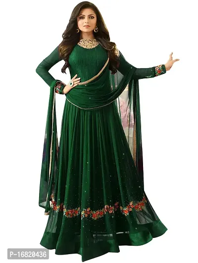 Trendy Georgette Green Dress Material with Dupatta For Women-thumb0